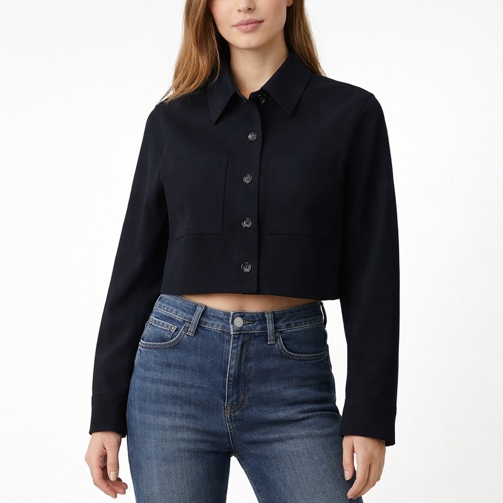 Wilfred Black Cropped Button-Up Blazer Jacket